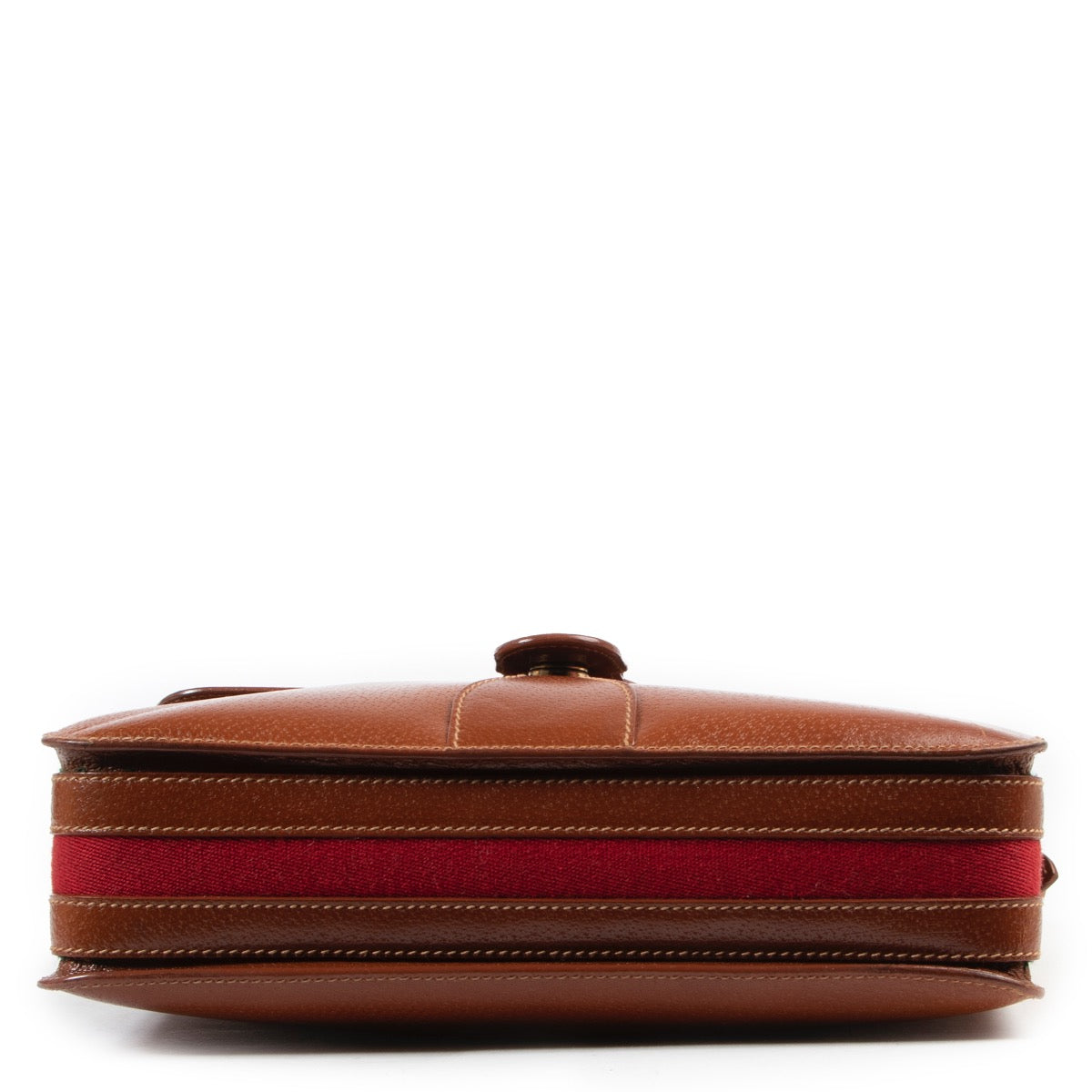 Tweedehands authentieke Gucci schouder tas in bruin leder online kopen.