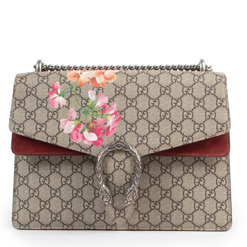 Shop safe online authentic Gucci Floral Monogram Dionysus Shoulder Bag.