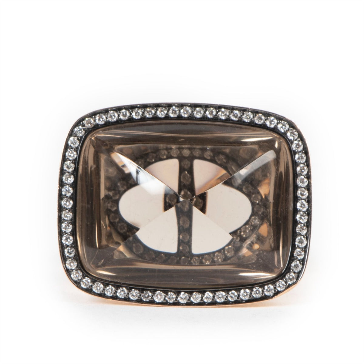 Hermès Borealis Diamond 18K Rose Gold Smoky Quartz Large Cocktail Ring