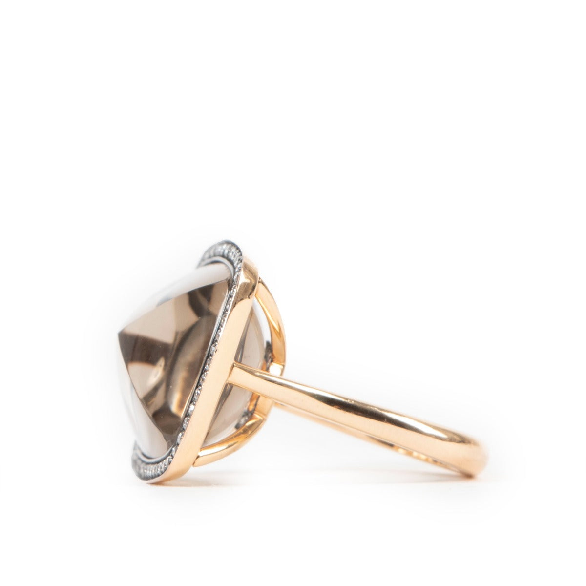 Hermès Borealis Diamond 18K Rose Gold Smoky Quartz Large Cocktail Ring