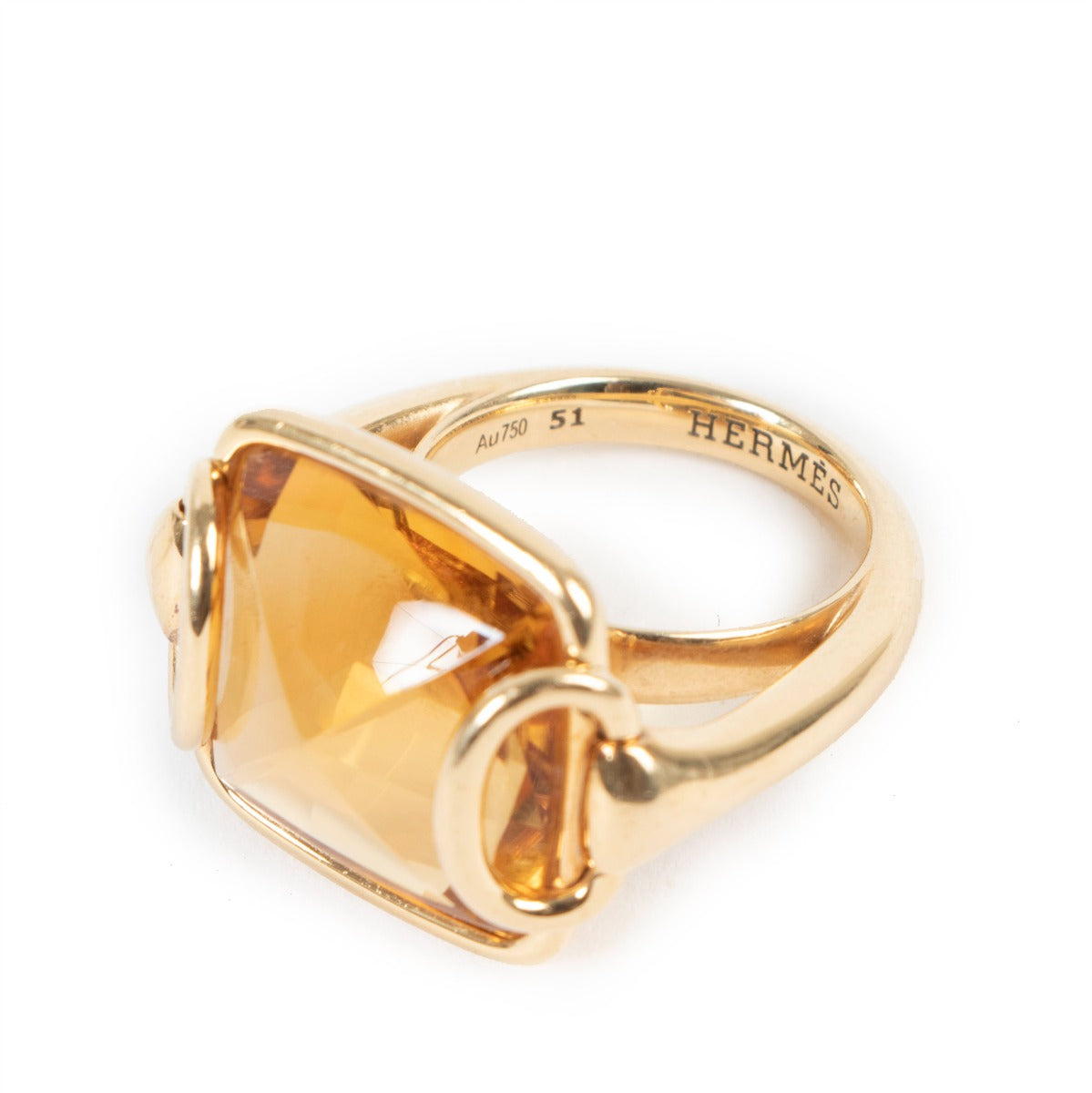 Second hand vintage Hermès Nausicaa Citrine Gold Ring at Labellov.com