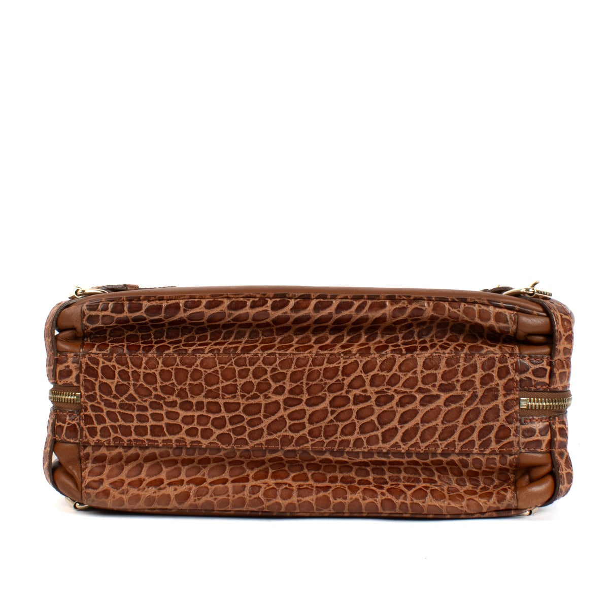 Celine Brown Crocodile Embossed Leather Trunkette Bag