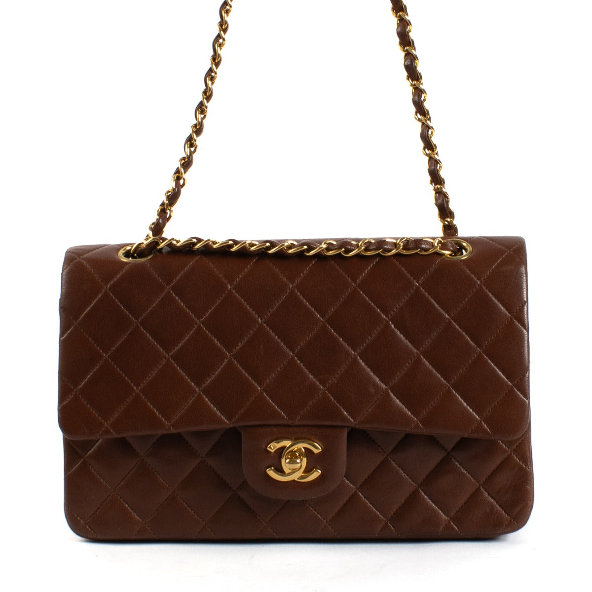 Chanel Vintage Chestnut Lambskin Medium Classic Flap Bag