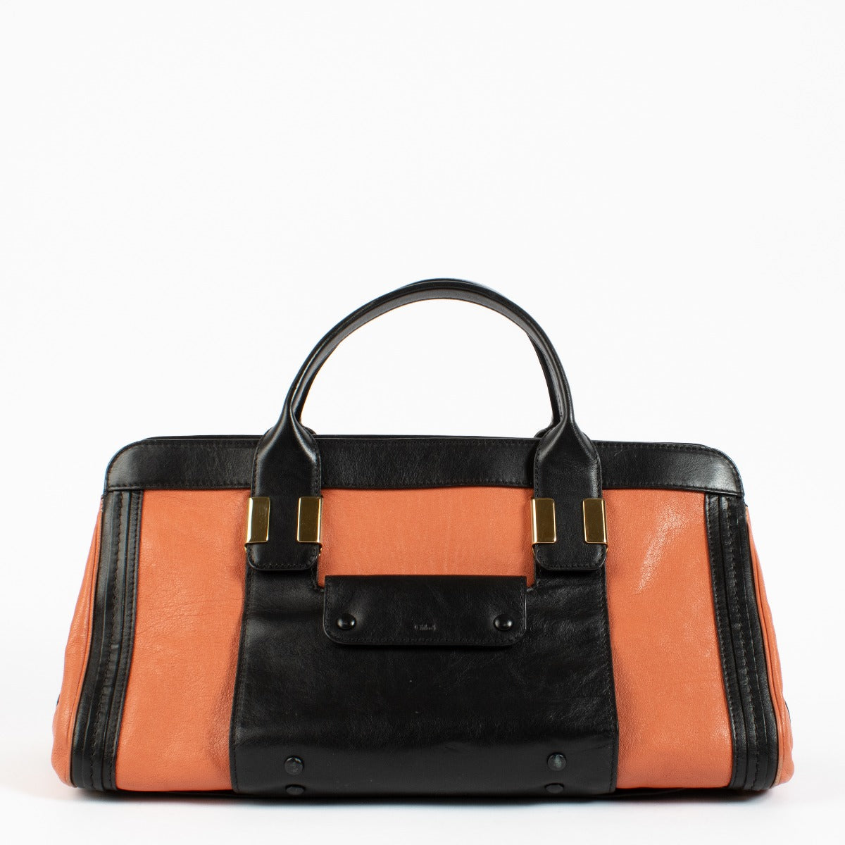 Chloé Salmon/Black Calfskin Medium Alice Satchel