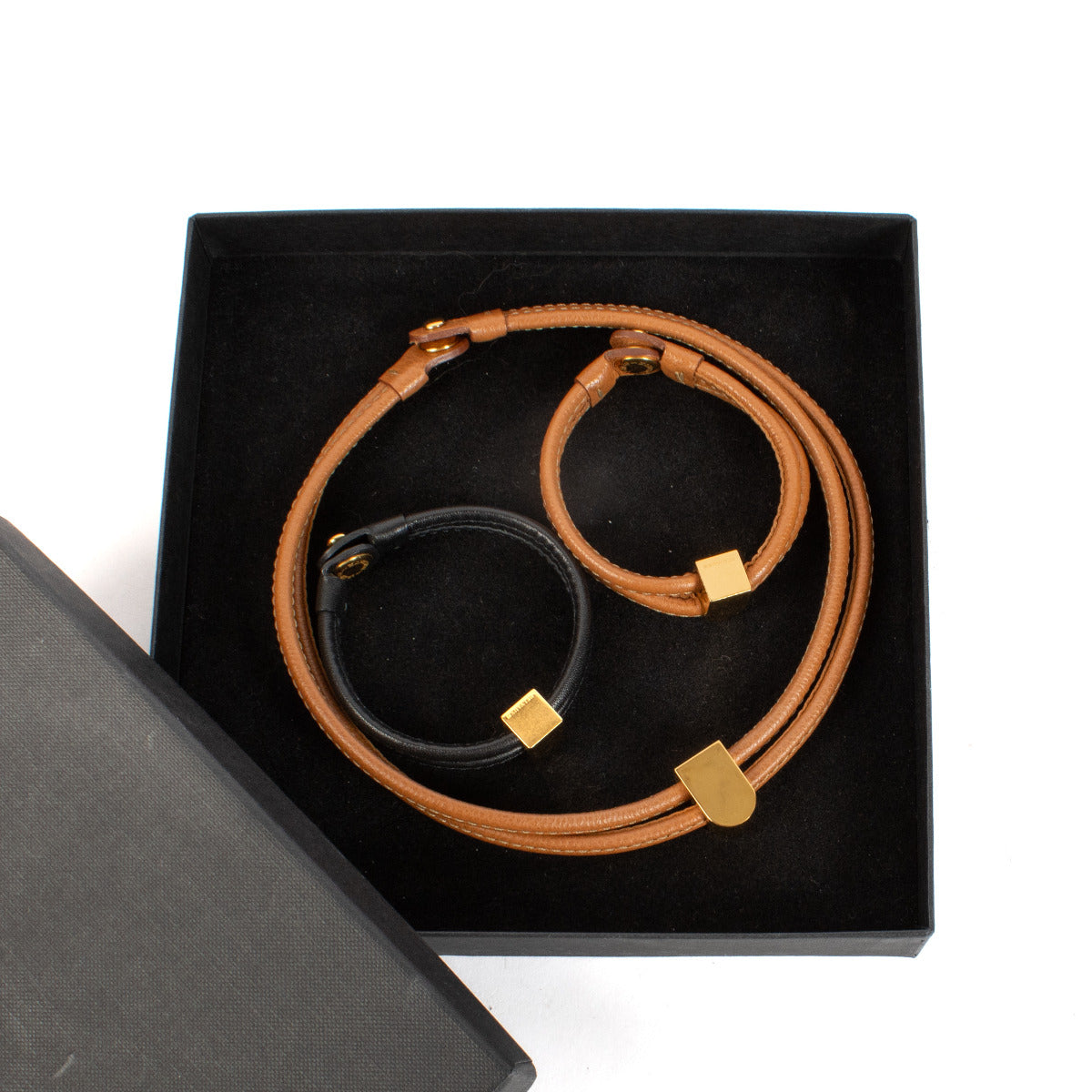 Delvaux D Bloc Leren Halsketting en Armband Set