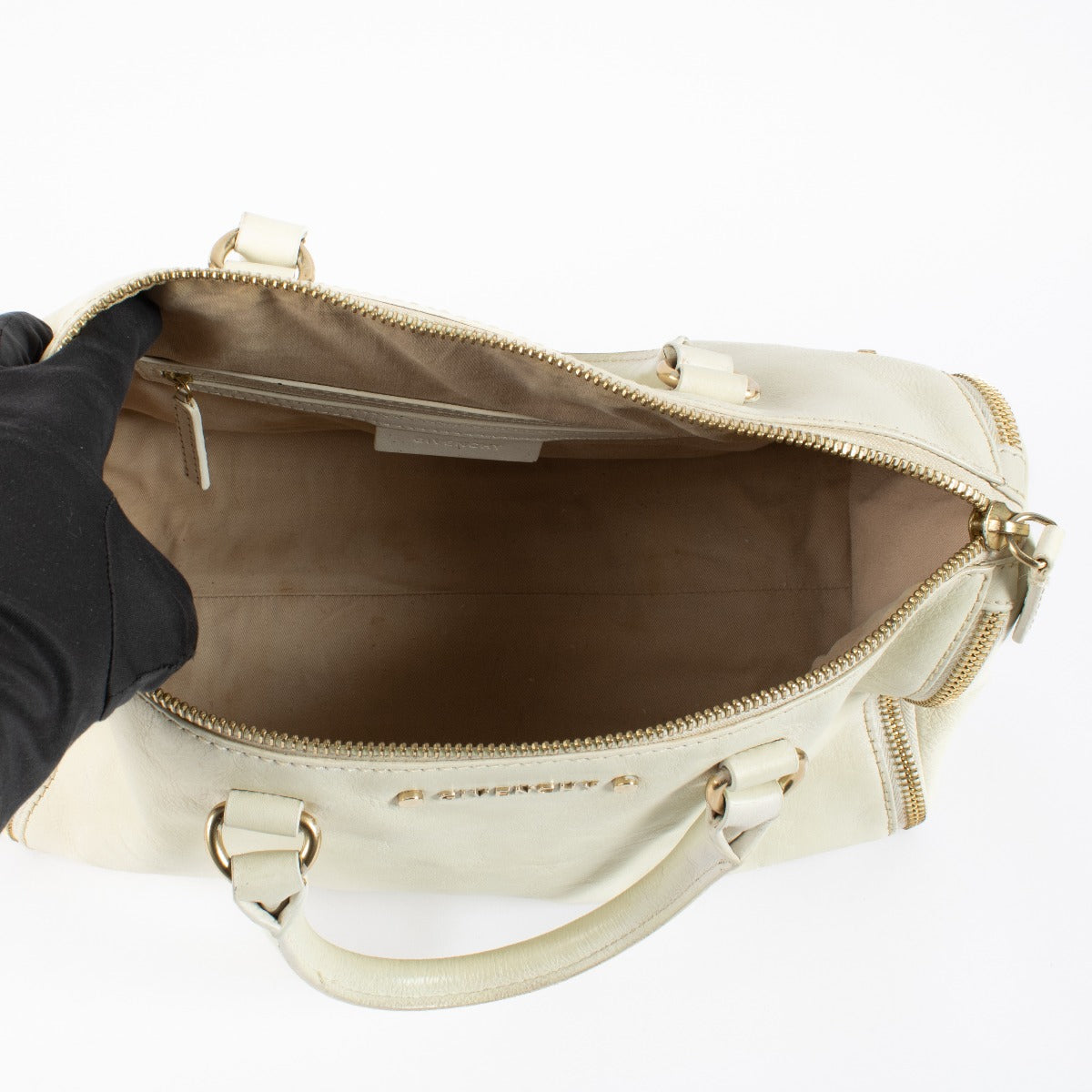 Sac Boston en cuir crème Givenchy