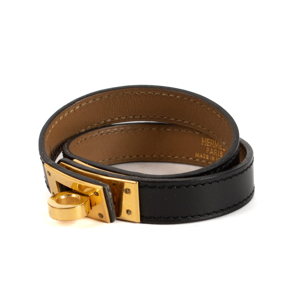 Bracelet Hermès Kelly Double Tour Noir Box - Taille T2