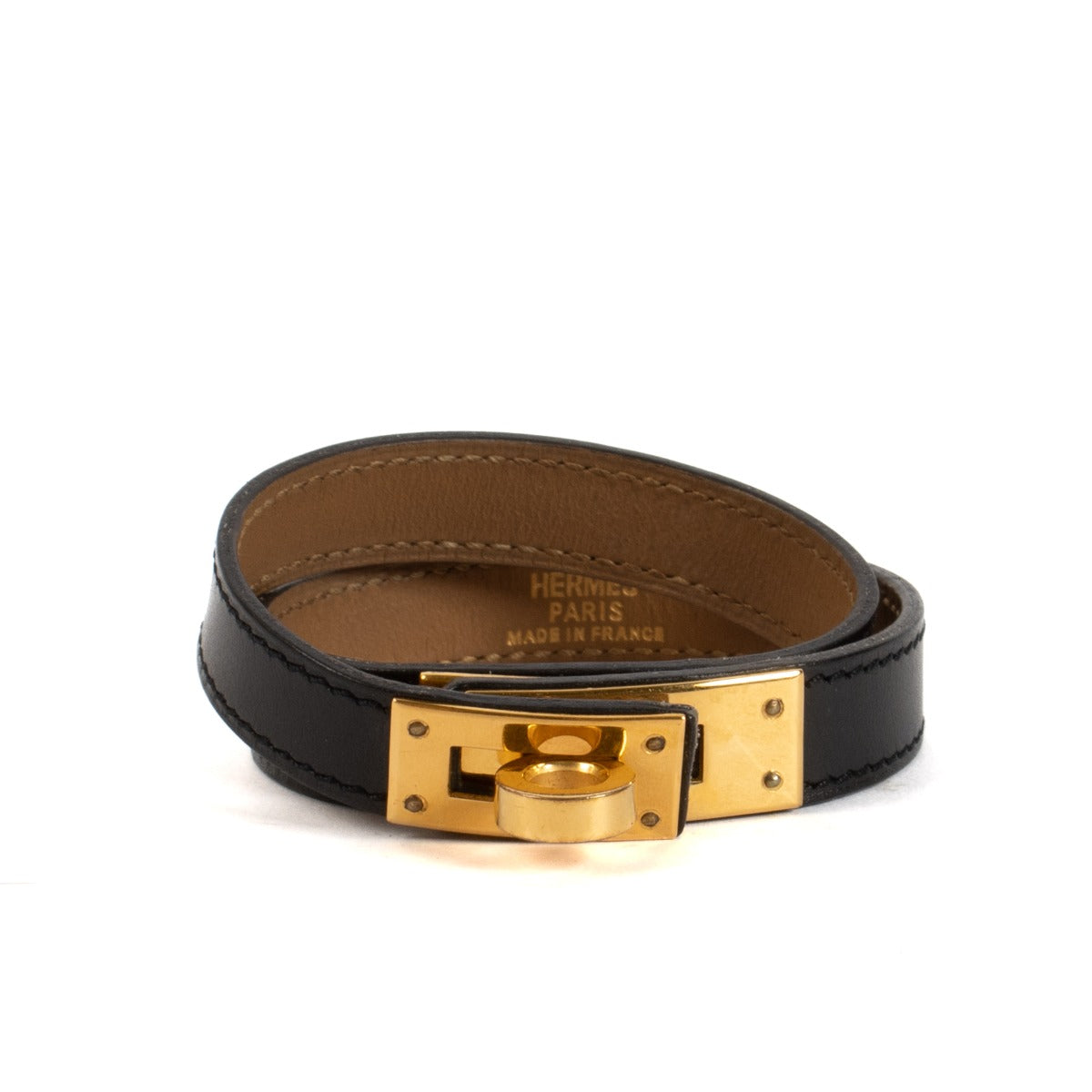 Bracelet Hermès Kelly Double Tour Noir Box - Taille T2