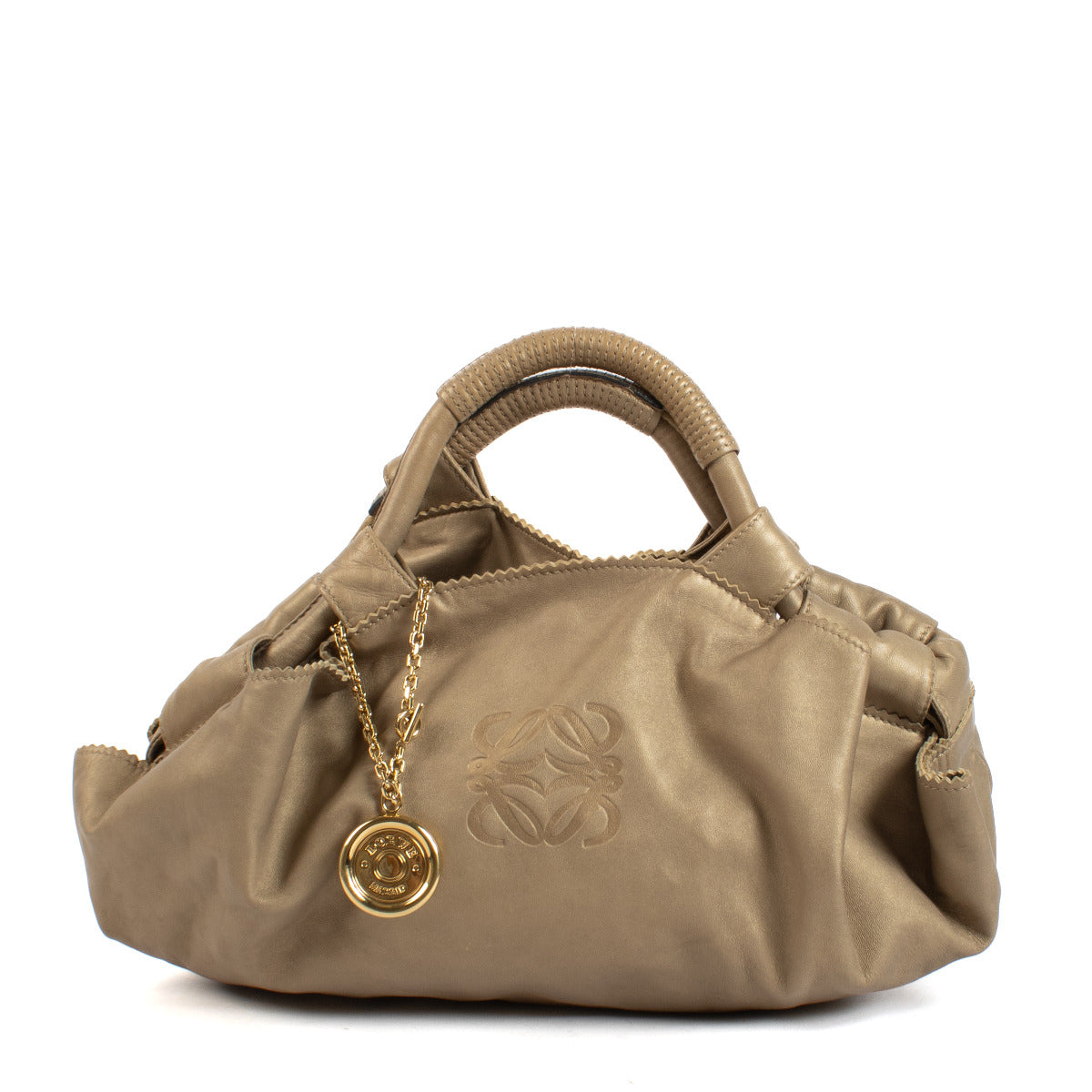 Loewe Matte Gold Metallic Pouch Bag