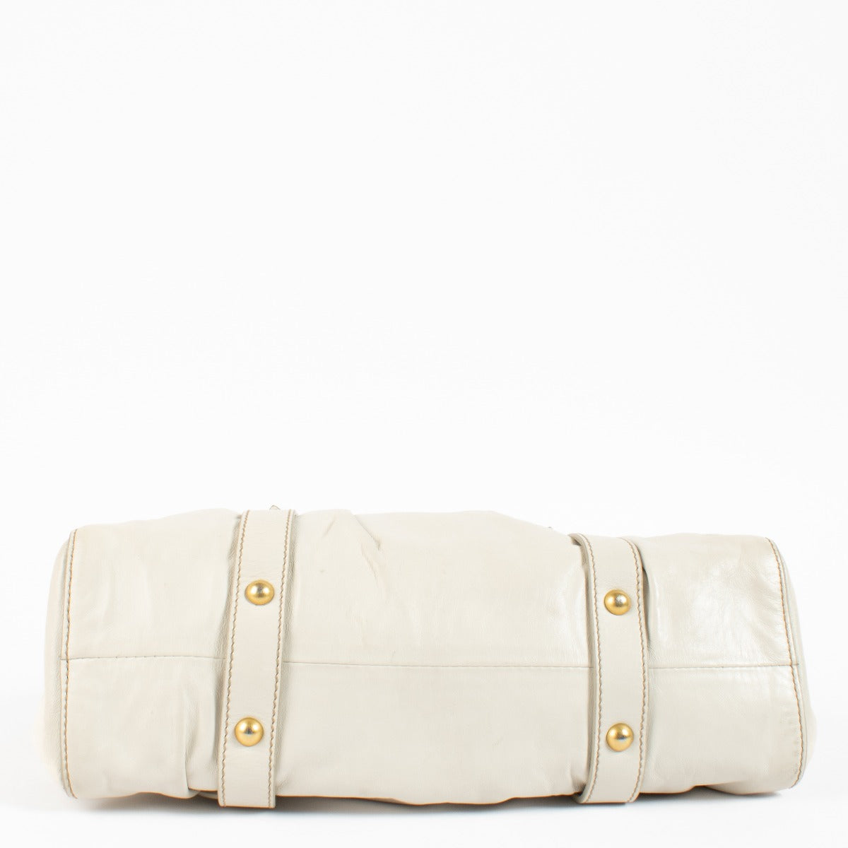 Sac cabas en cuir froncé blanc Vitello Lux Miu Miu