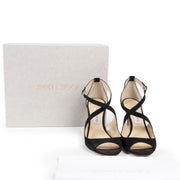 Authentic secondhand Jimmy Choo Black Suede Emily Sandal Heels - Size 40 designer pumps fashion luxury vintage webshop safe secure online shopping