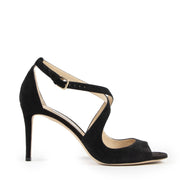 Authentieke Tweedehands Jimmy Choo Black Suede Emily Sandal Heels - Size 40 juiste prijs veilig online shoppen luxe merken webshop winkelen Antwerpen België mode fashion