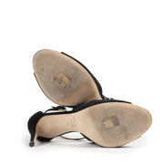 Authentic secondhand Jimmy Choo Black Suede Emily Sandal Heels - Size 40 designer pumps fashion luxury vintage webshop safe secure online shopping