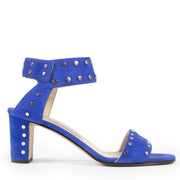 Authentieke Tweedehands Jimmy Choo Cobalt Blue Stud Suede Heels - Size 41 juiste prijs veilig online shoppen luxe merken webshop winkelen Antwerpen België mode fashion