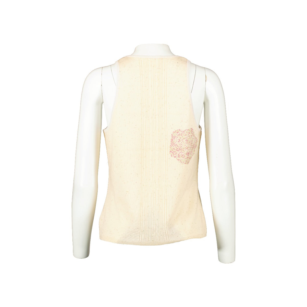 Chanel Spring 2004 Beige Knit Camellia Tank Top