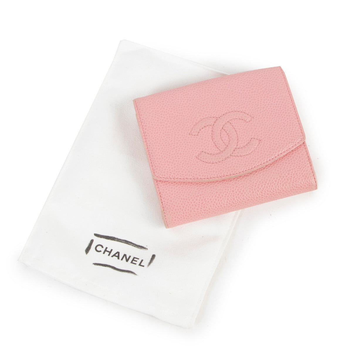 Chanel Pink Caviar Leather Timeless CC Wallet for the best price at Labellov secondhand luxury in Antwerp