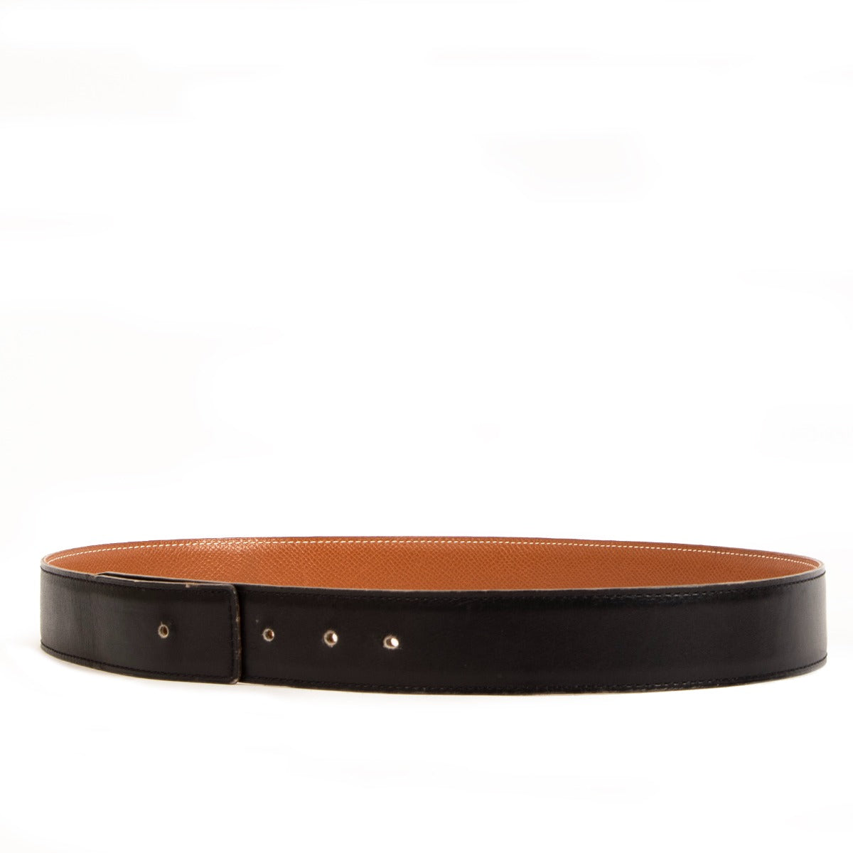 Hermès Gold Courchevel/Black Box Leather Belt