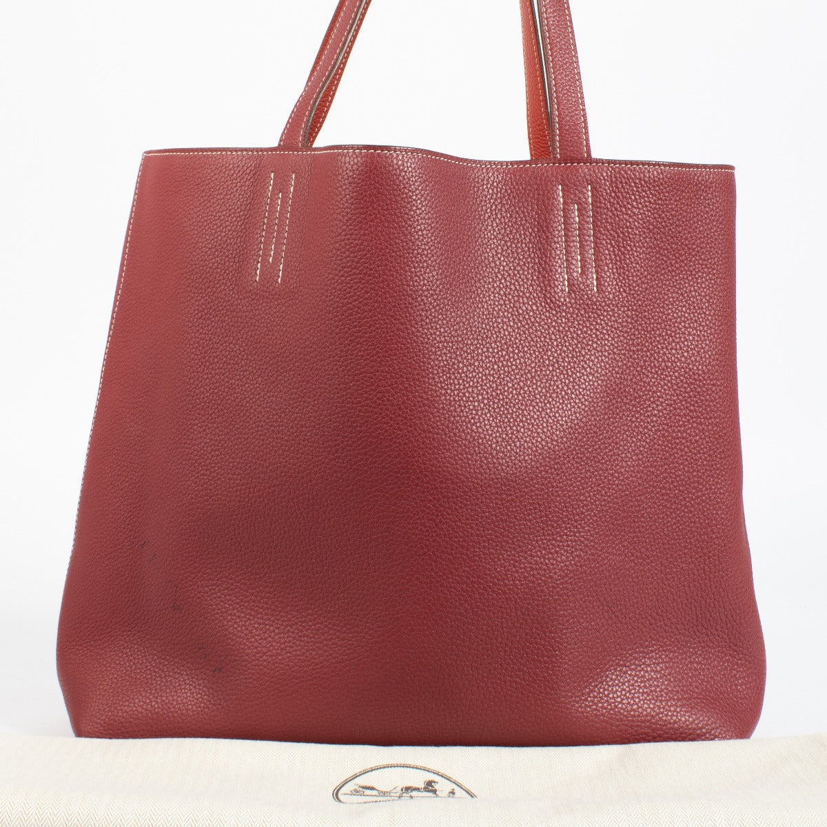 Authentic preloved Hermès Double Sens 45 Rouge Grenat/Rouge Pivoine Clemence on Labellov.com
