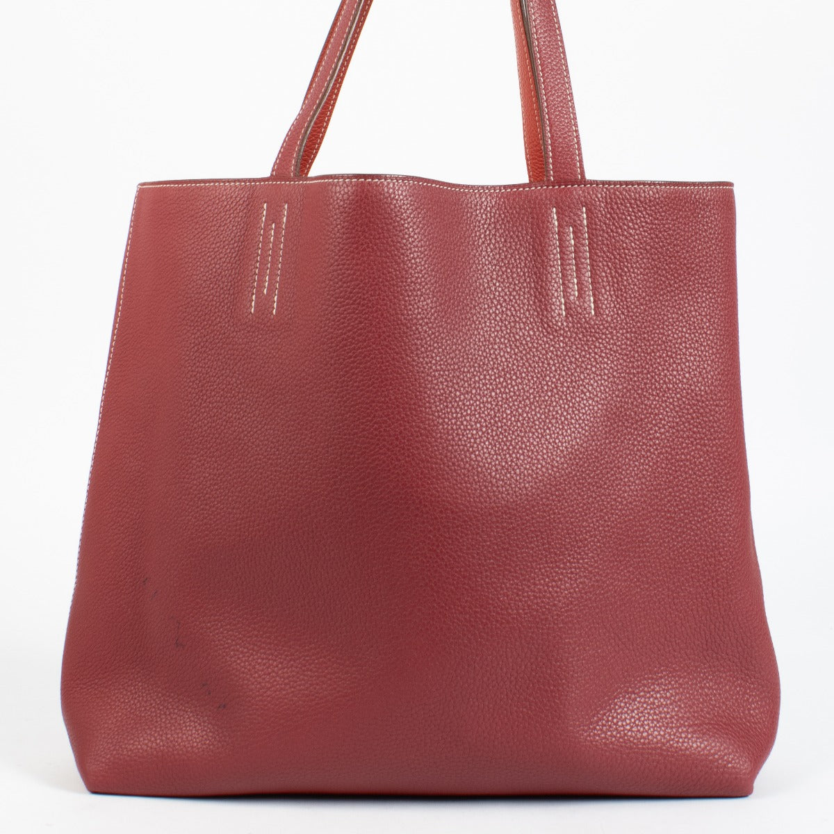 Authentic preloved Hermès Double Sens 45 Rouge Grenat/Rouge Pivoine Clemence on Labellov.com