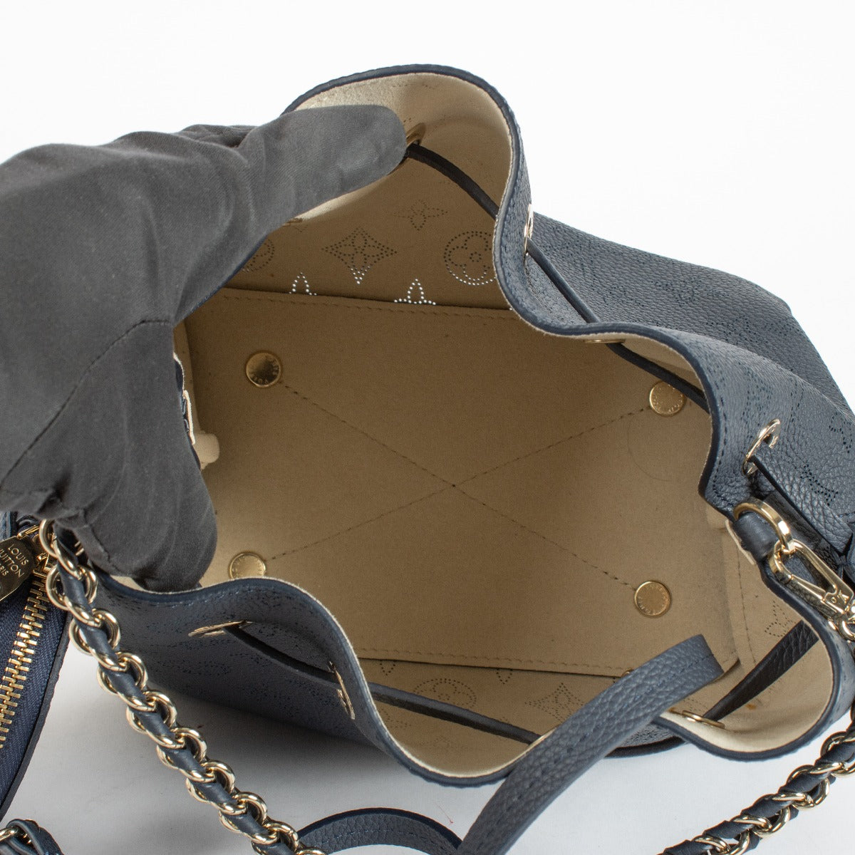 Authentic preloved Louis Vuitton Navy Mahina Bella Bag on Labellov.com