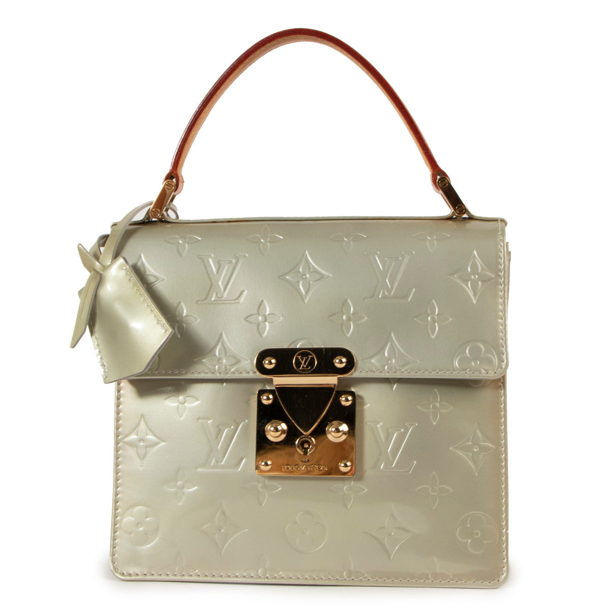 Louis Vuitton Champagne Vernis Spring Street Top Handle Bag aan de beste prijs bij Labellov tweedehands luxe in Antwerpen.