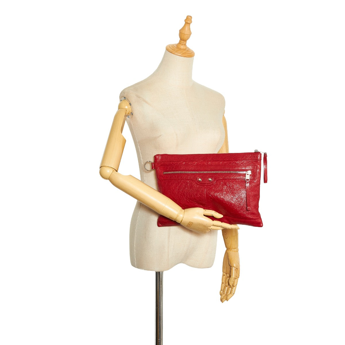 Balenciaga Red Arena Clip M Clutch Bag