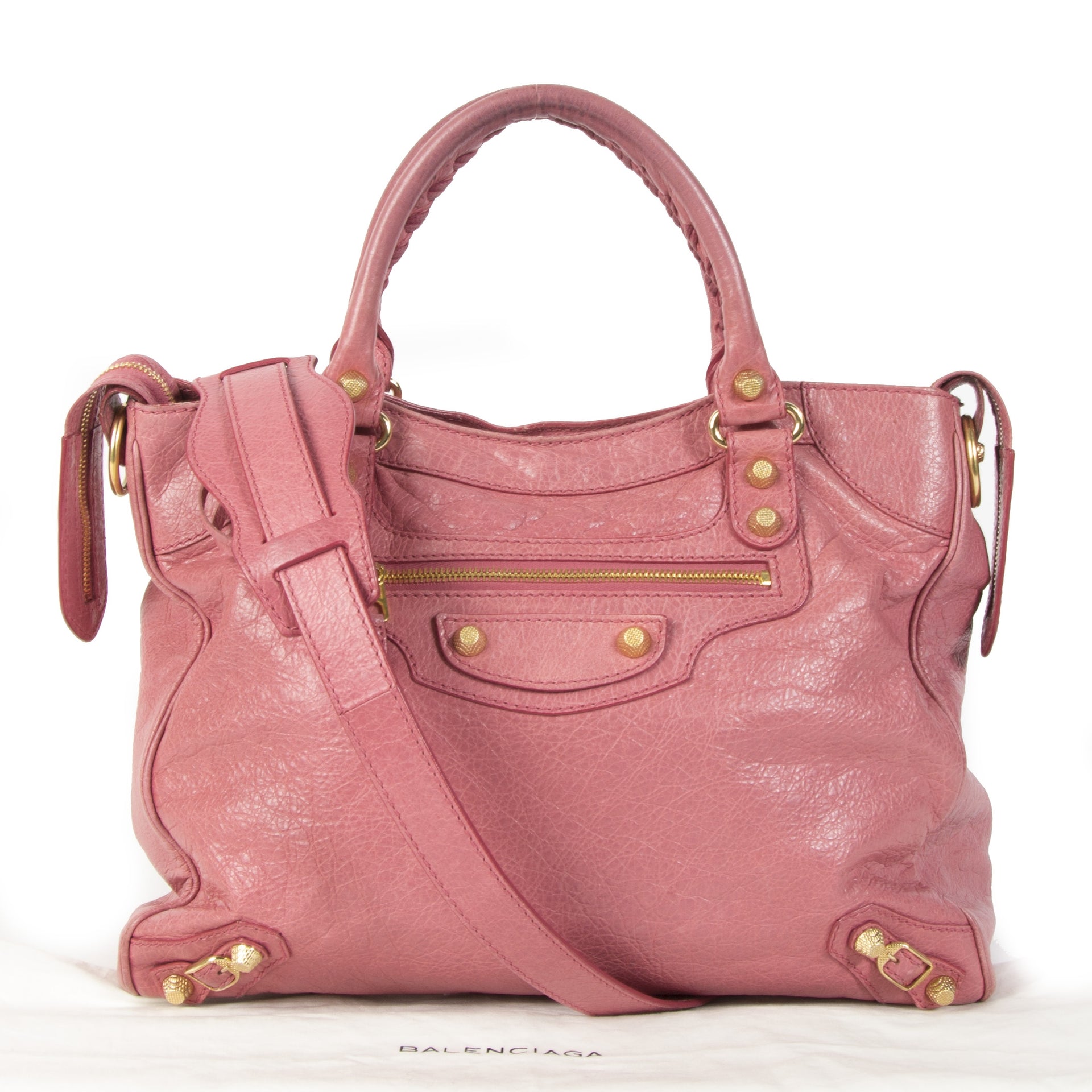 Authentique seconde main vintage Balenciaga Pink Leather Vélo Bag achète en ligne webshop LabelLOV