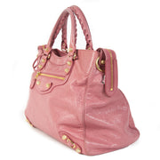 Authentieke tweedehands vintage Balenciaga Pink Leather Vélo Bag koop online webshop LabelLOV
