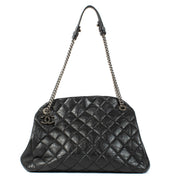 Chanel Black Aged Calfskin Large Mademoiselle Bowling Bag