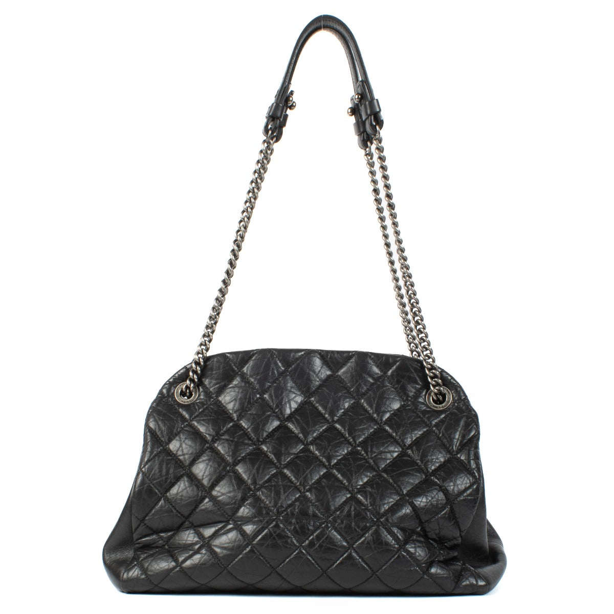 Chanel Black Aged Calfskin Large Mademoiselle Bowling Bag