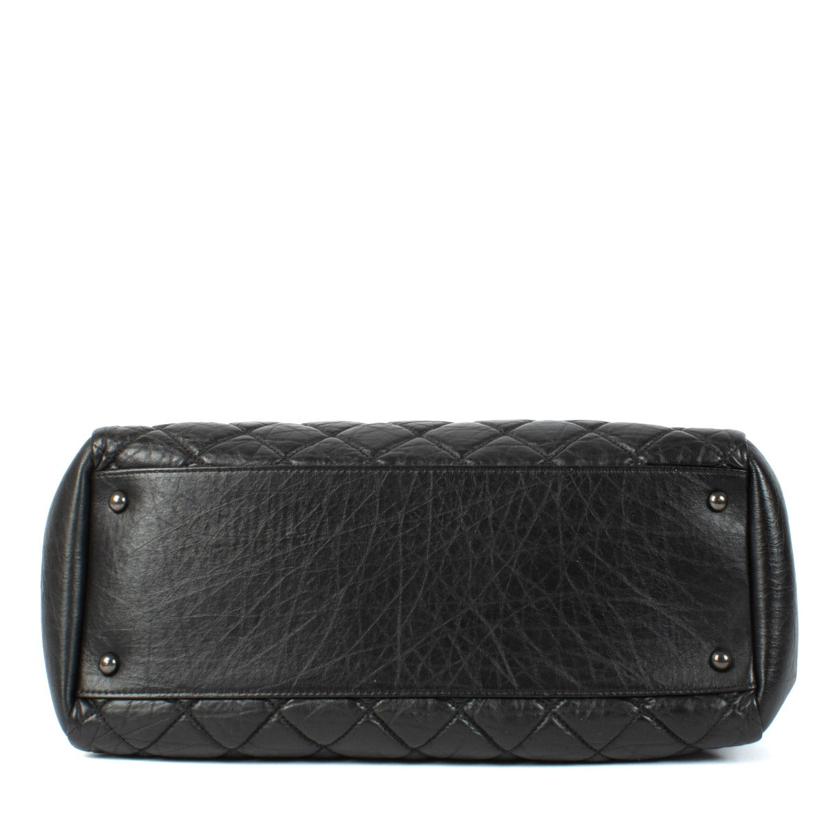 Chanel Black Aged Calfskin Large Mademoiselle Bowling Bag