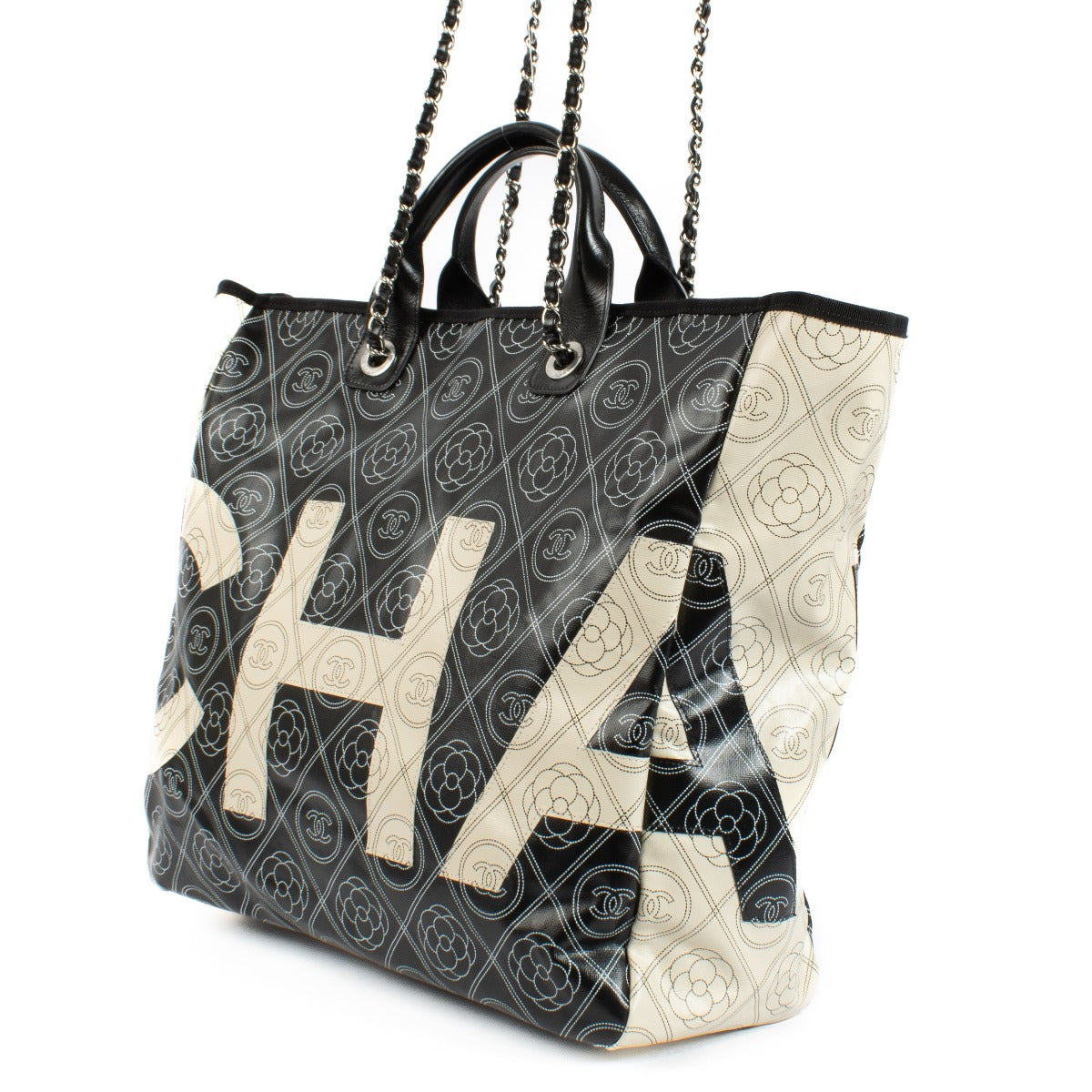 Authentic second hand Chanel 18S Coated Canvas Camellia Deauvillle Shopping Tote Bag on Labellov.com