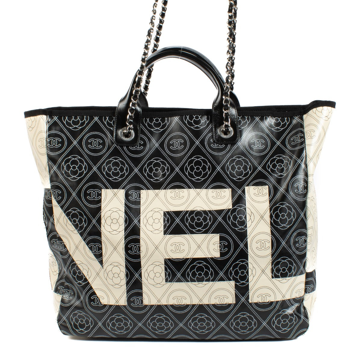 Authentic second hand Chanel 18S Coated Canvas Camellia Deauvillle Shopping Tote Bag on Labellov.com