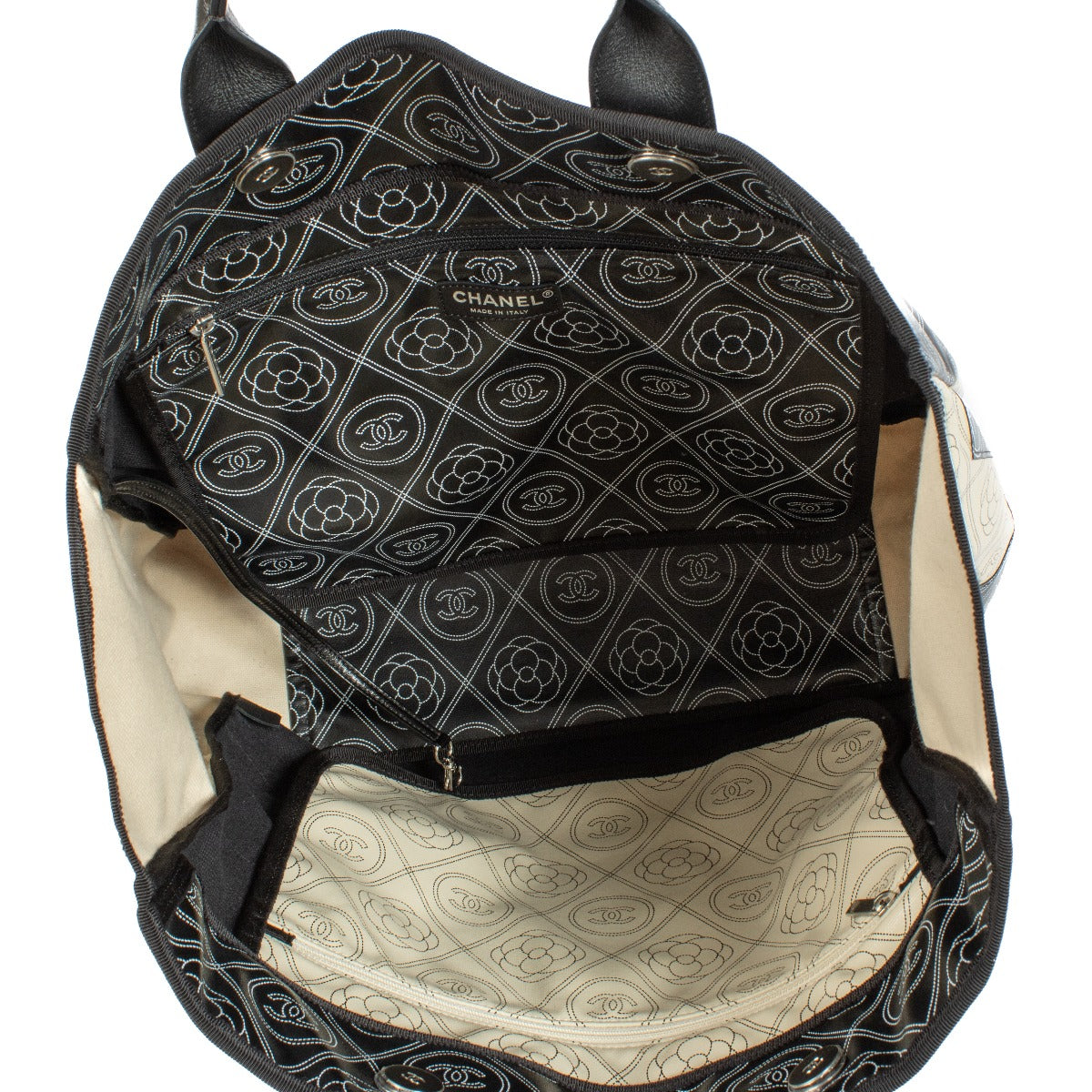 Authentic second hand Chanel 18S Coated Canvas Camellia Deauvillle Shopping Tote Bag on Labellov.com