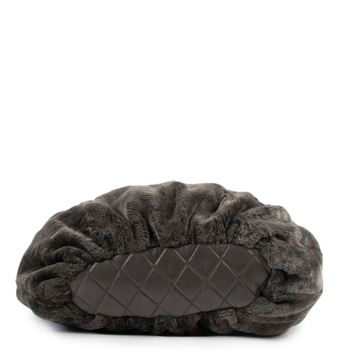 Sac bandoulière Chanel Hobo convertible gris en fausse fourrure CC moyen