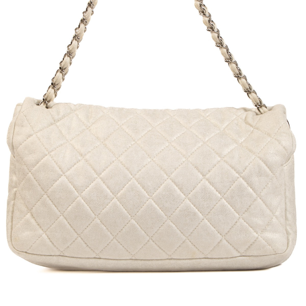 Shop 100% authentic second-hand Chanel Shimmer Craie Jersey Classic Flap Bag on Labellov.com