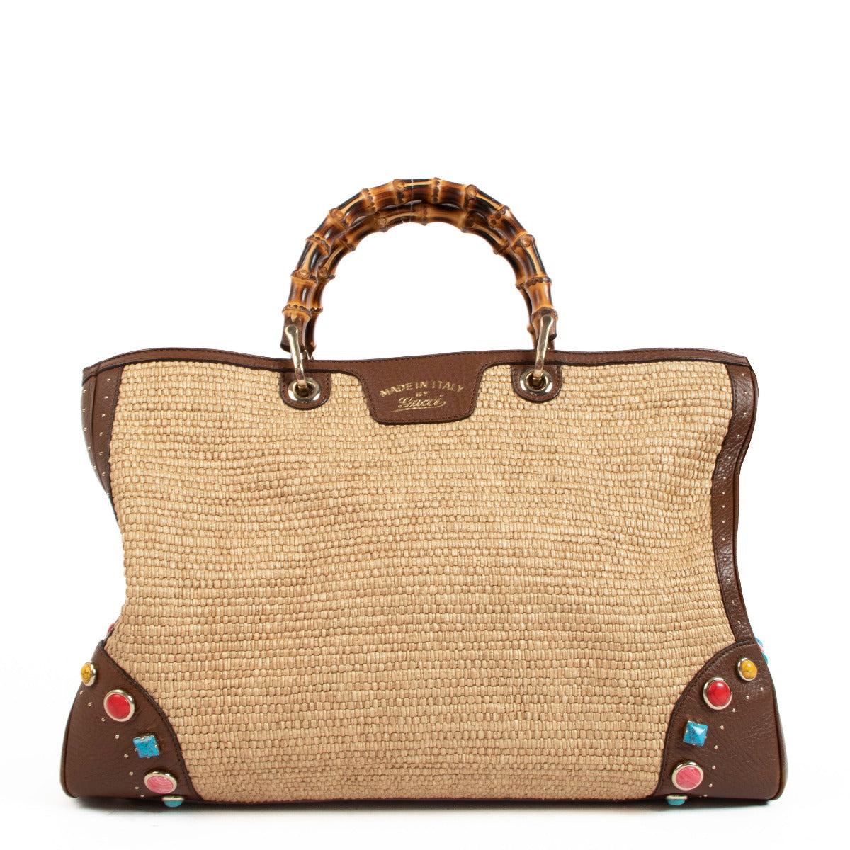 Gucci Raffia Large Bamboo Shopper