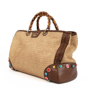 Gucci Raffia Large Bamboo Shopper