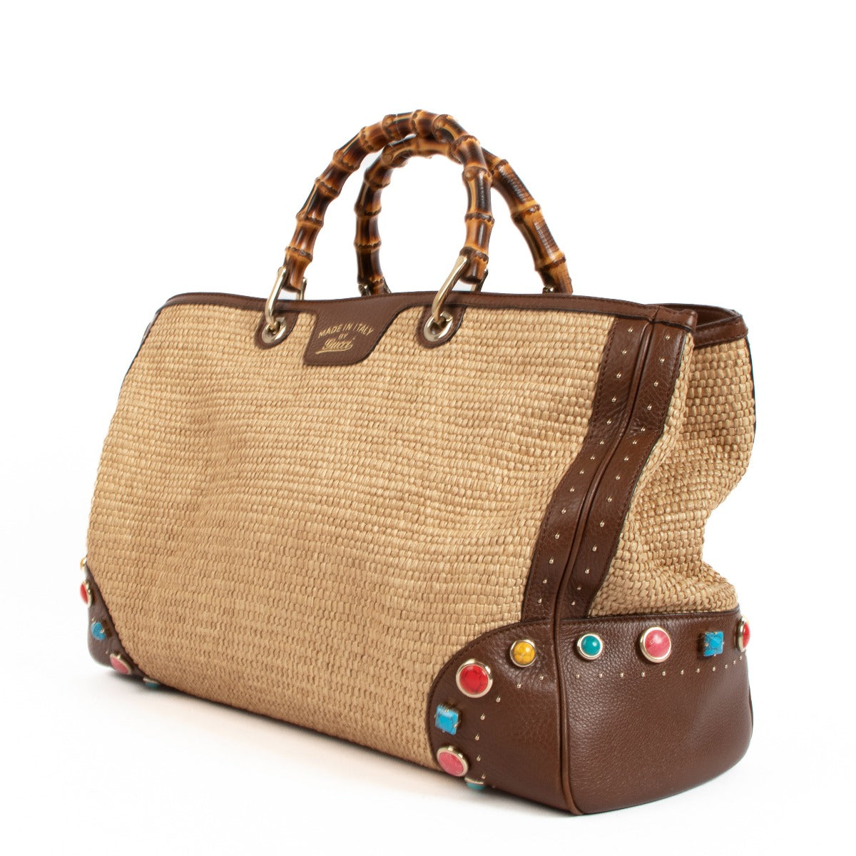 Gucci Raffia Large Bamboo Shopper