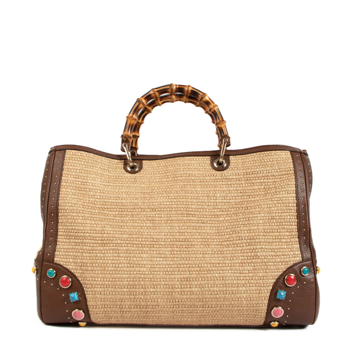 Gucci Raffia Large Bamboo Shopper