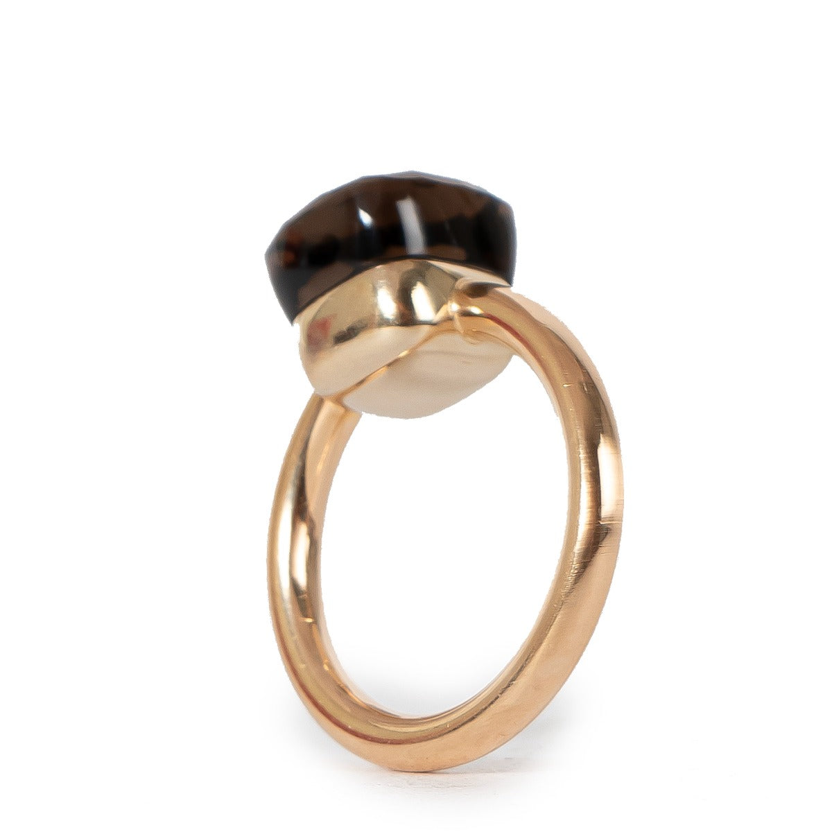 Pomellato Rose Gold Smoky Quartz Nudo Classic Ring - Size 54