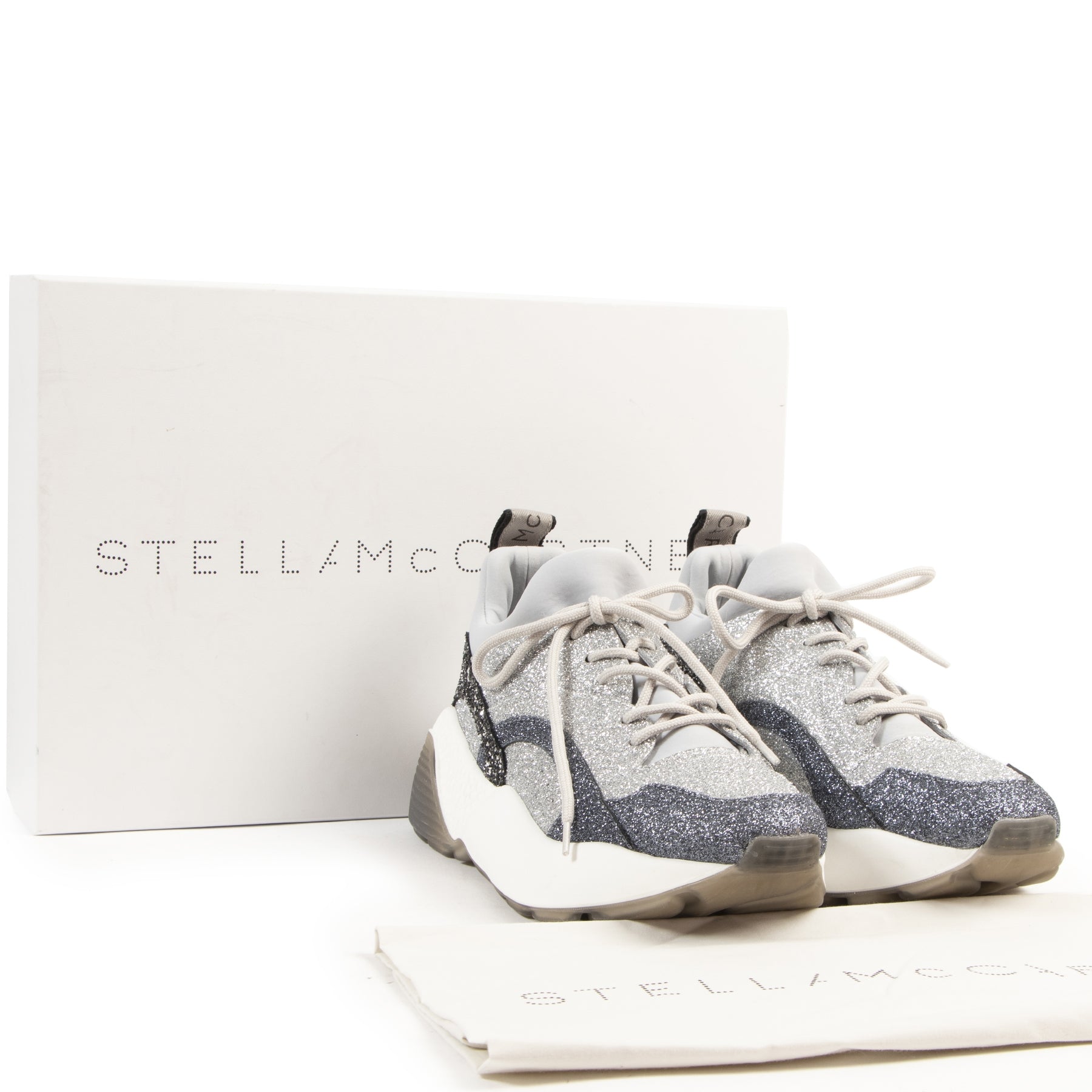 Stella McCartney Gray Glitter Eclypse Sneakers - size 40