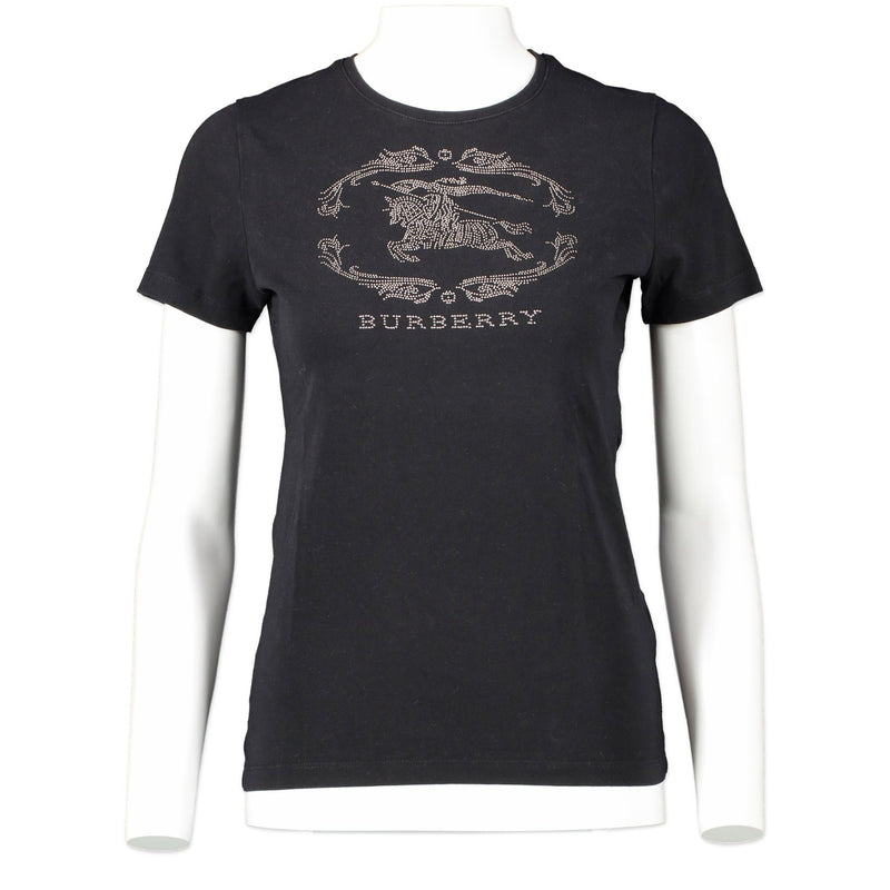 Authentique seconde main vintage Burberry Rhinestone Black T-shirt - Size S achète en ligne webshop LabelLOV