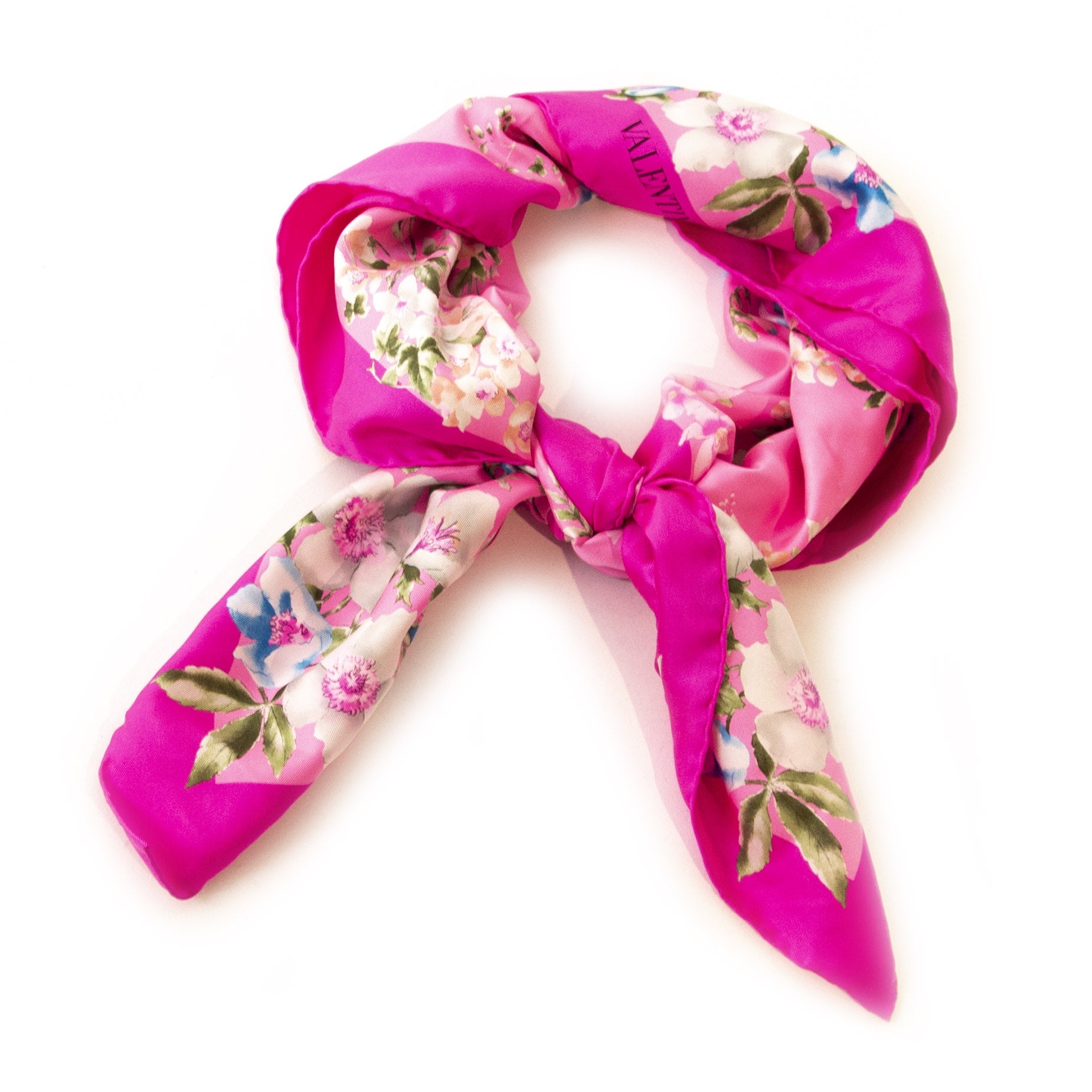 Authentieke Tweedehands Valentino Silk Flower Scarf Pink juiste prijs veilig online shoppen luxe merken webshop winkelen Antwerpen België mode fashion