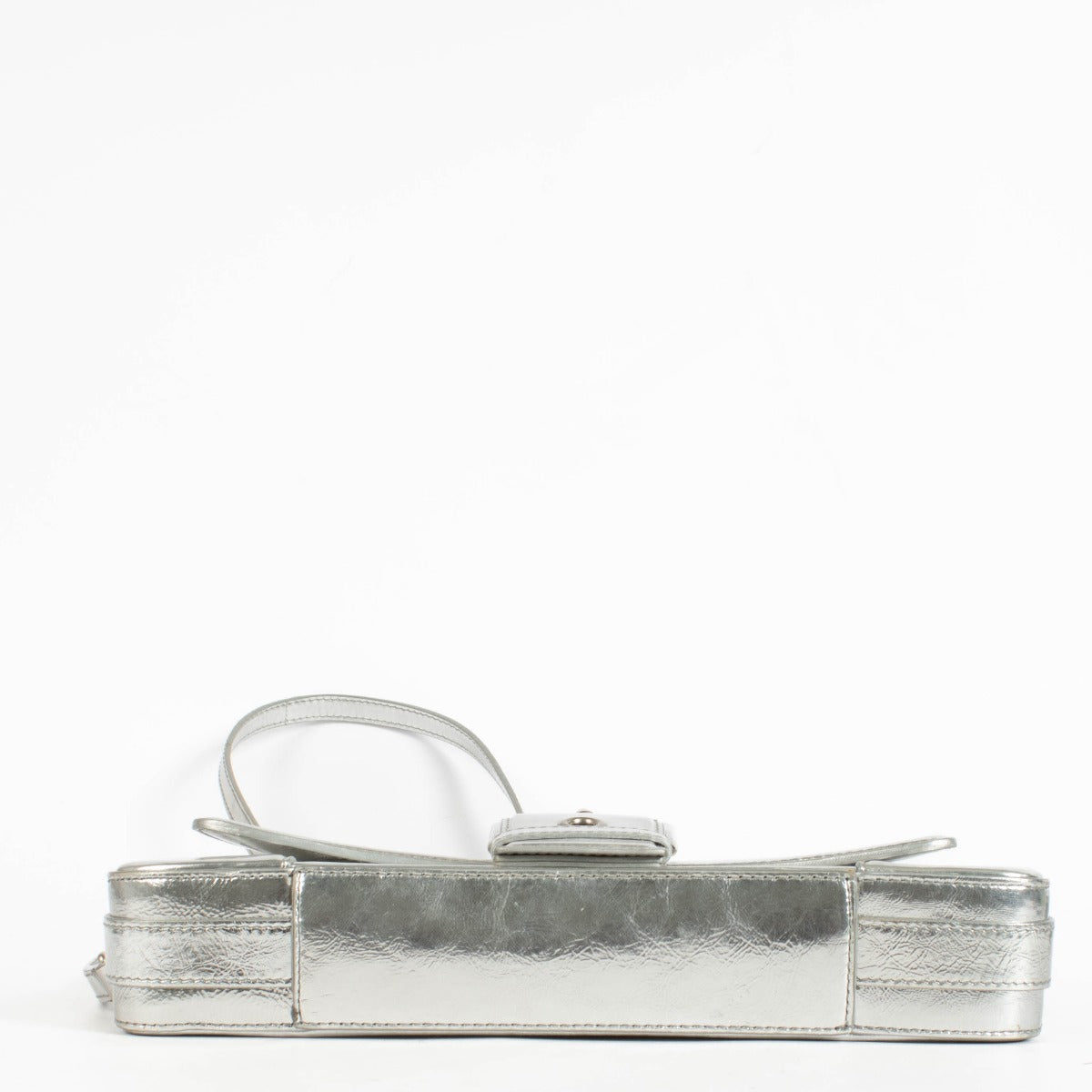 Sac Balenciaga Lindsay petit modèle en cuir argenté effet miroir