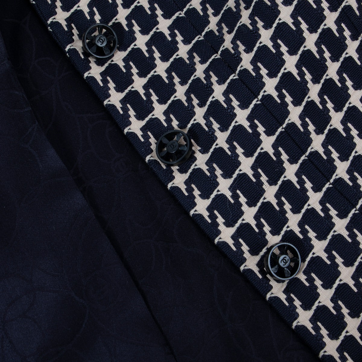 Blazer pied-de-poule Chanel Printemps 2001 bleu/beige - Taille FR40
