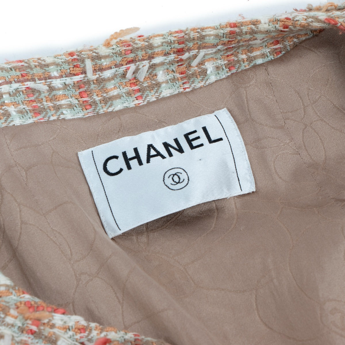 Veste en tweed orange Chanel Printemps 2004 - Taille FR40