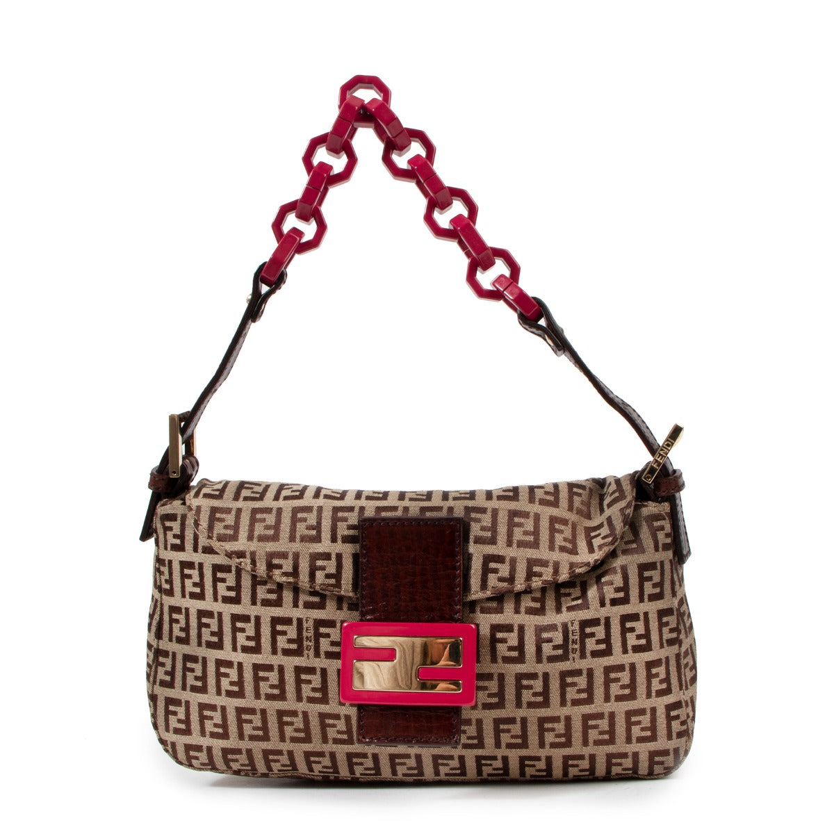 Fendi Baguette Zucchino FF Pink Acrylic Chain Bag