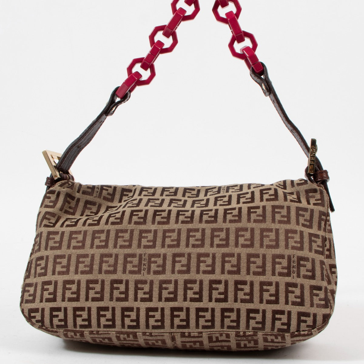 Sac Baguette Fendi Zucchino FF Rose en Acrylique à Chaîne