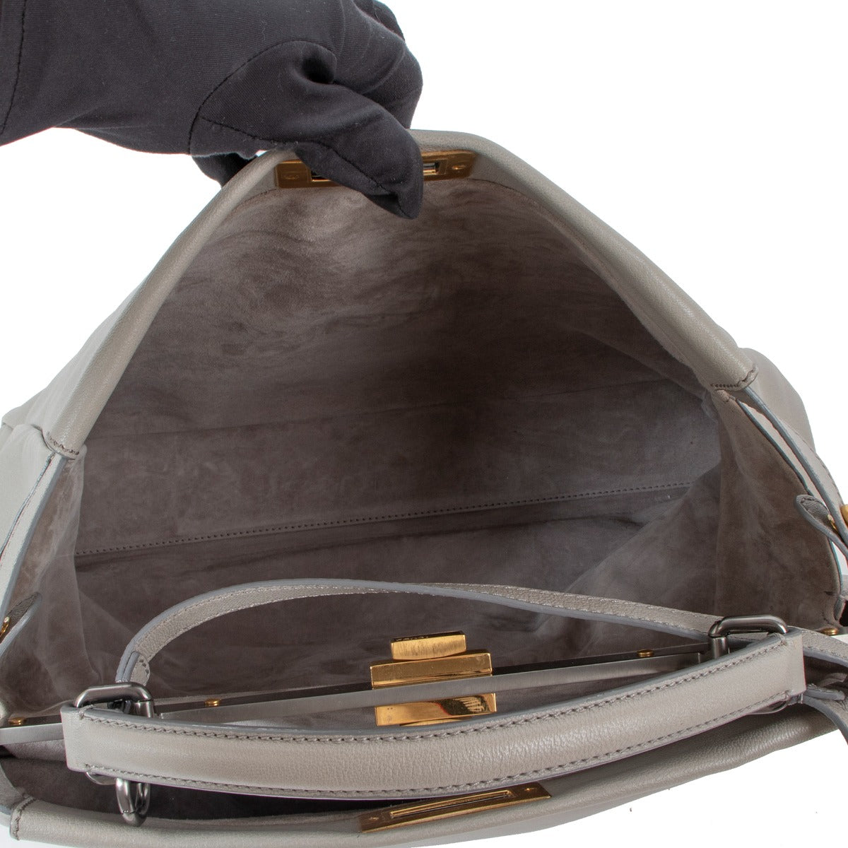 Fendi Grey Goatskin Large Peekaboo Bag